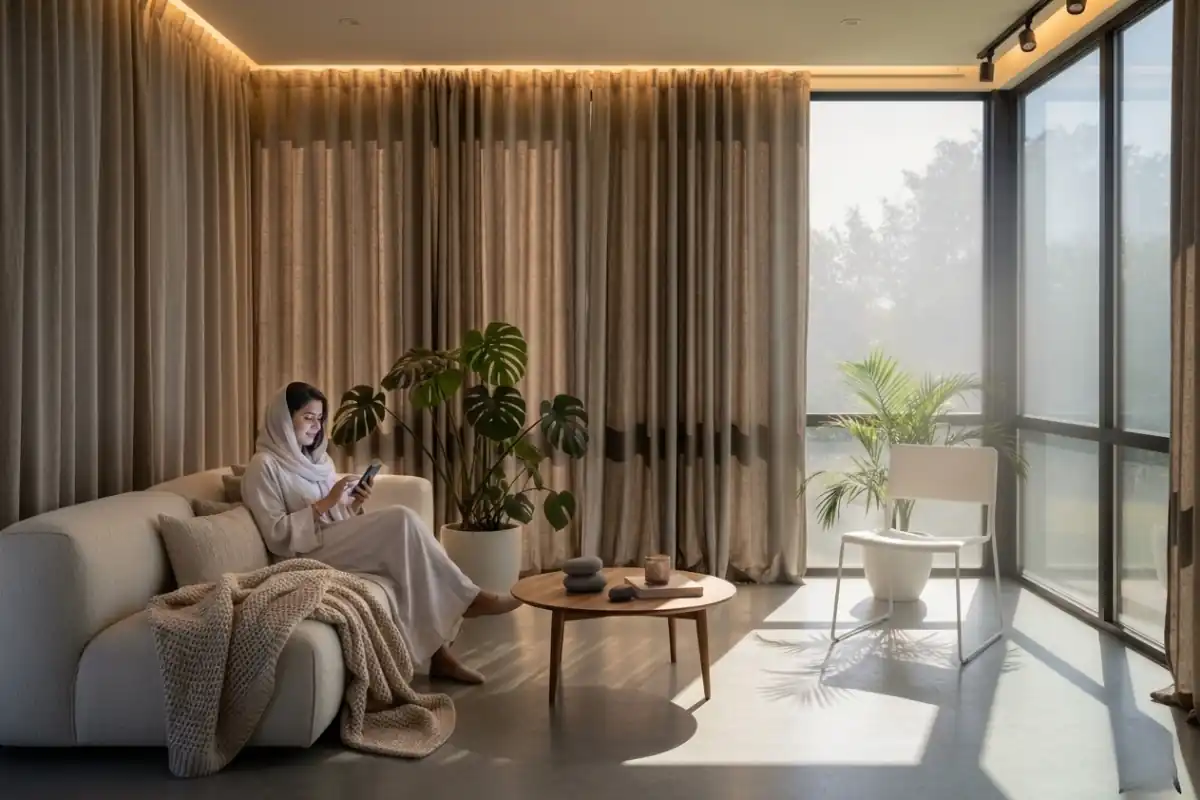 Insulating thermal window curtains energy saving Dubai
