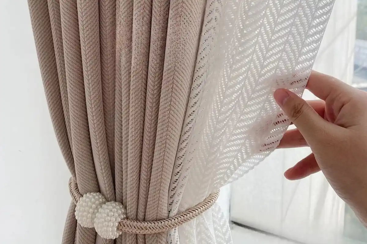 Ivory white lace net curtains elegant window