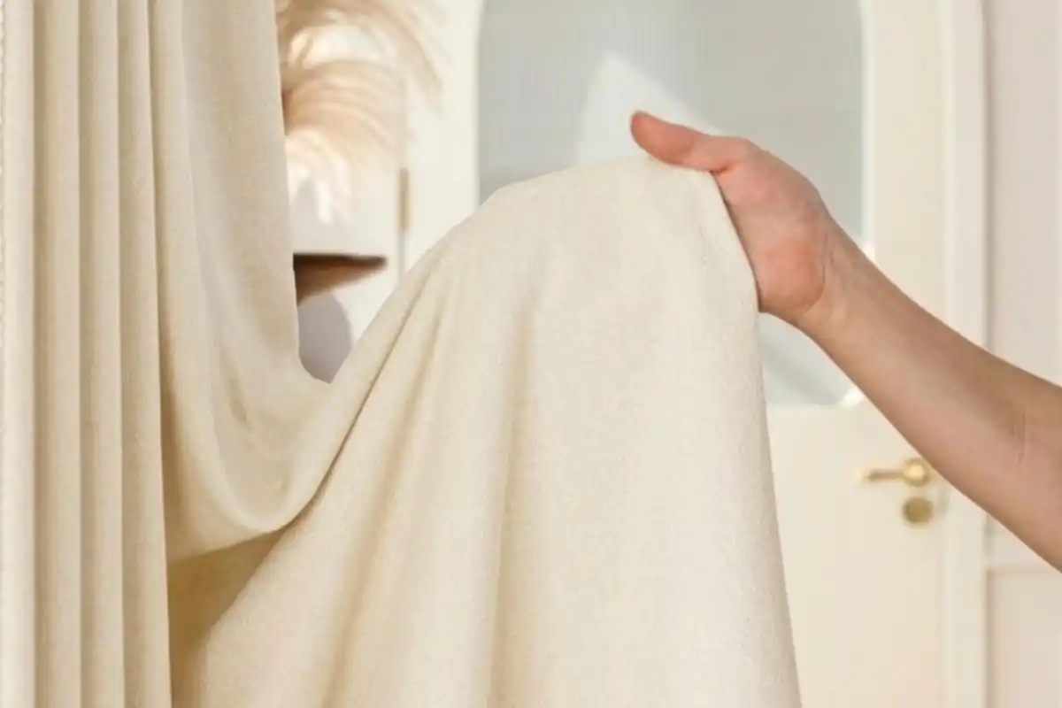 Luxurious cream window curtains elegant Dubai