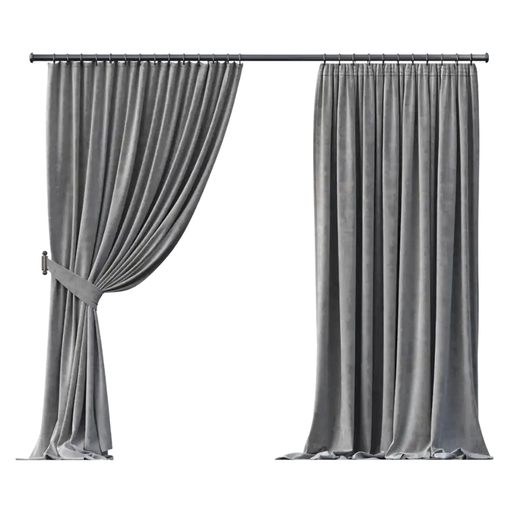 Luxury grey blackout curtains elegant Dubai