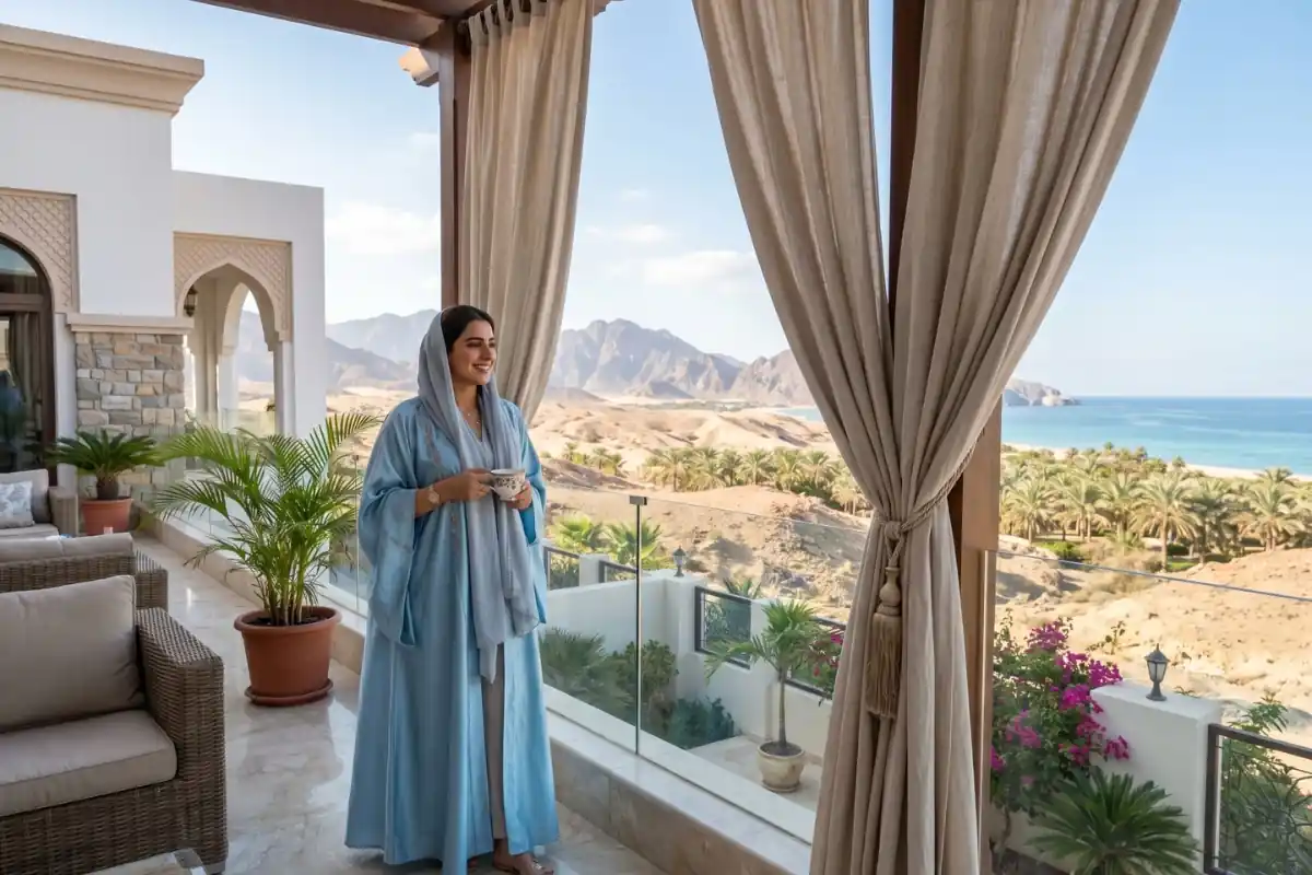Outdoor curtains in Dubai patio design