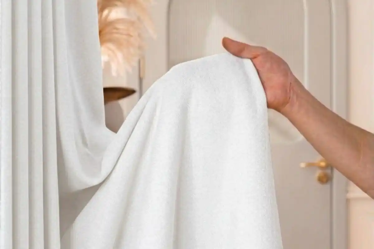 Pure white window curtains bright Dubai