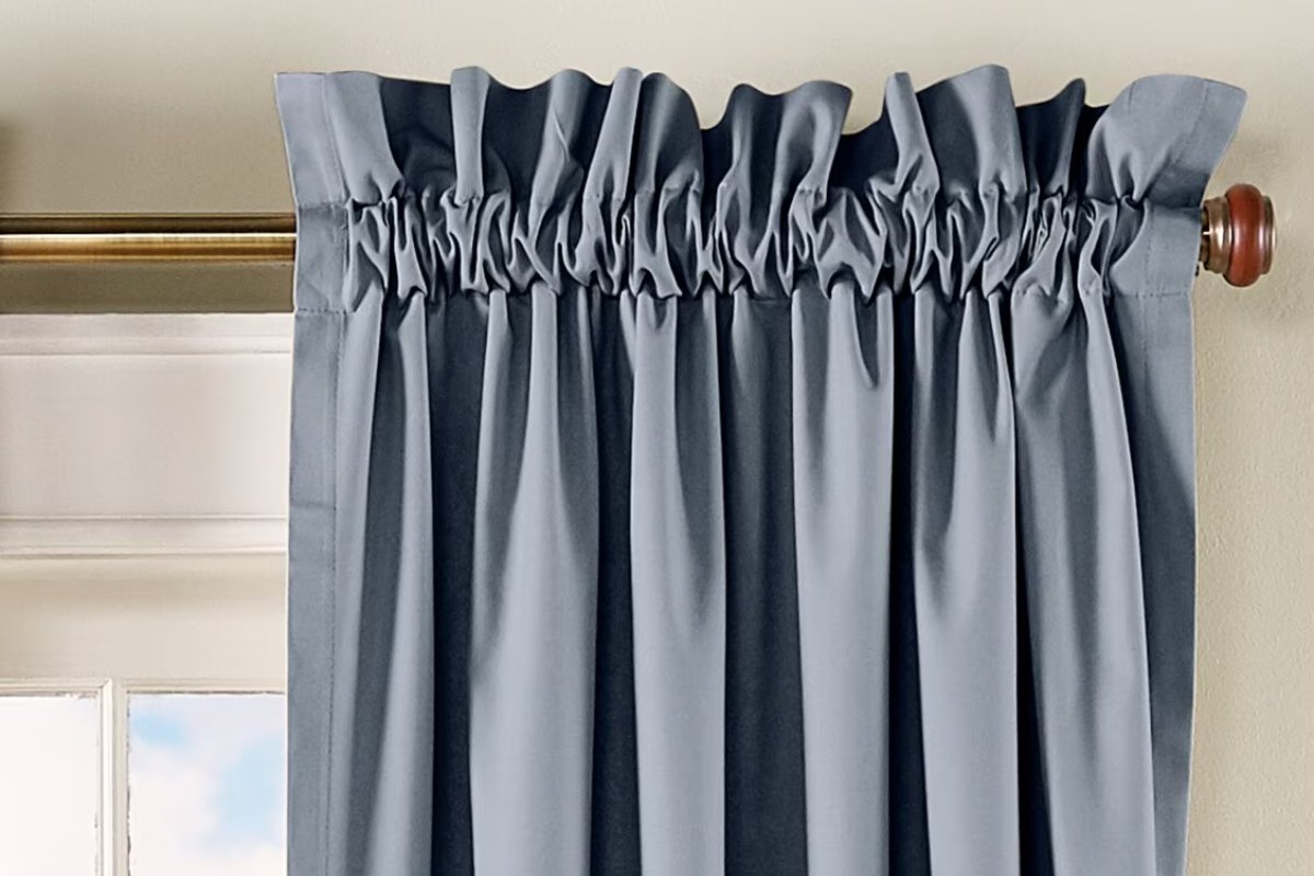 Rod pocket curtains gathered window design