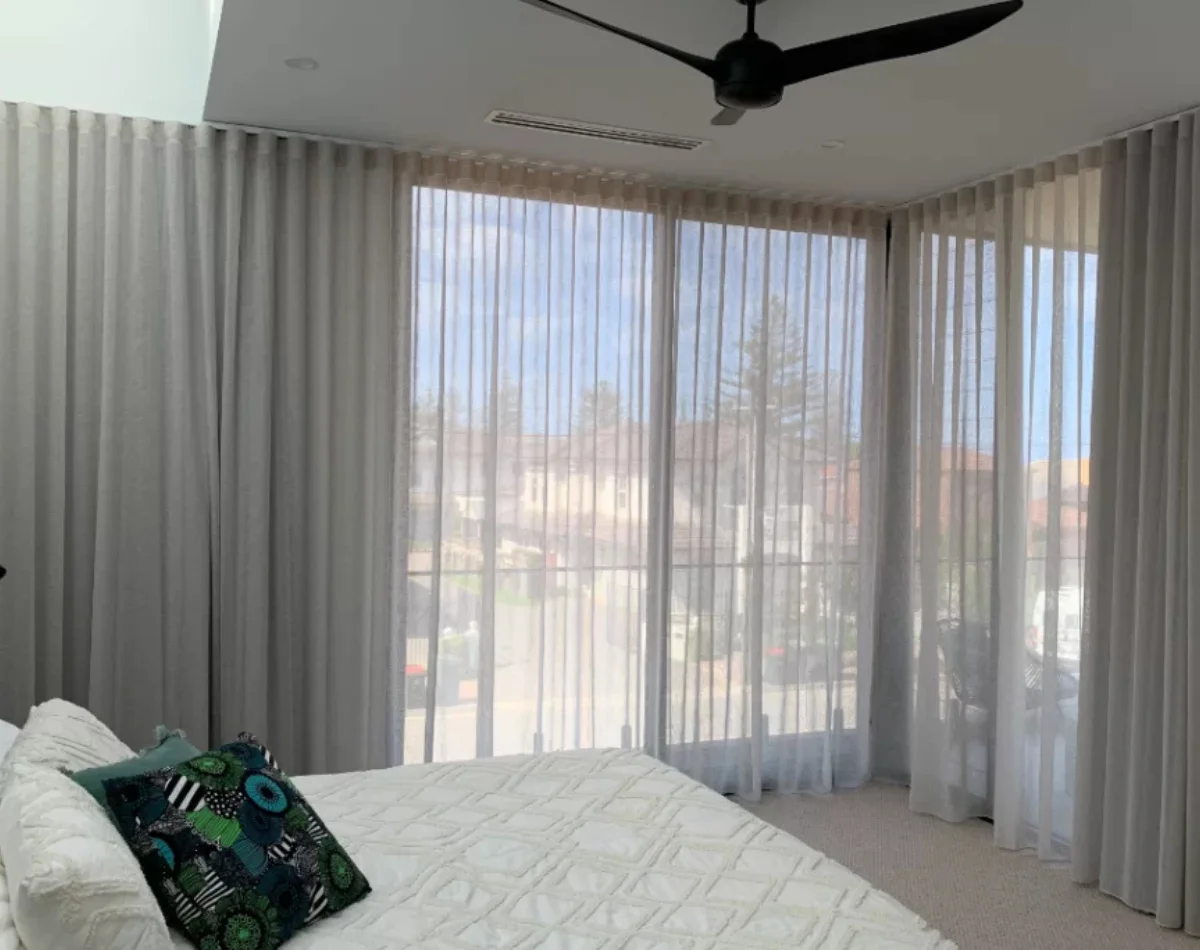 Sheer curtains bedroom window view Dubai
