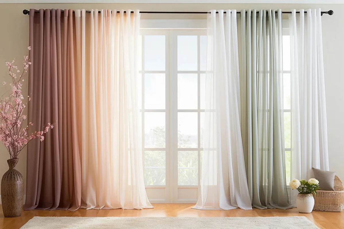 Sheer and blackout curtains combo design Dubai