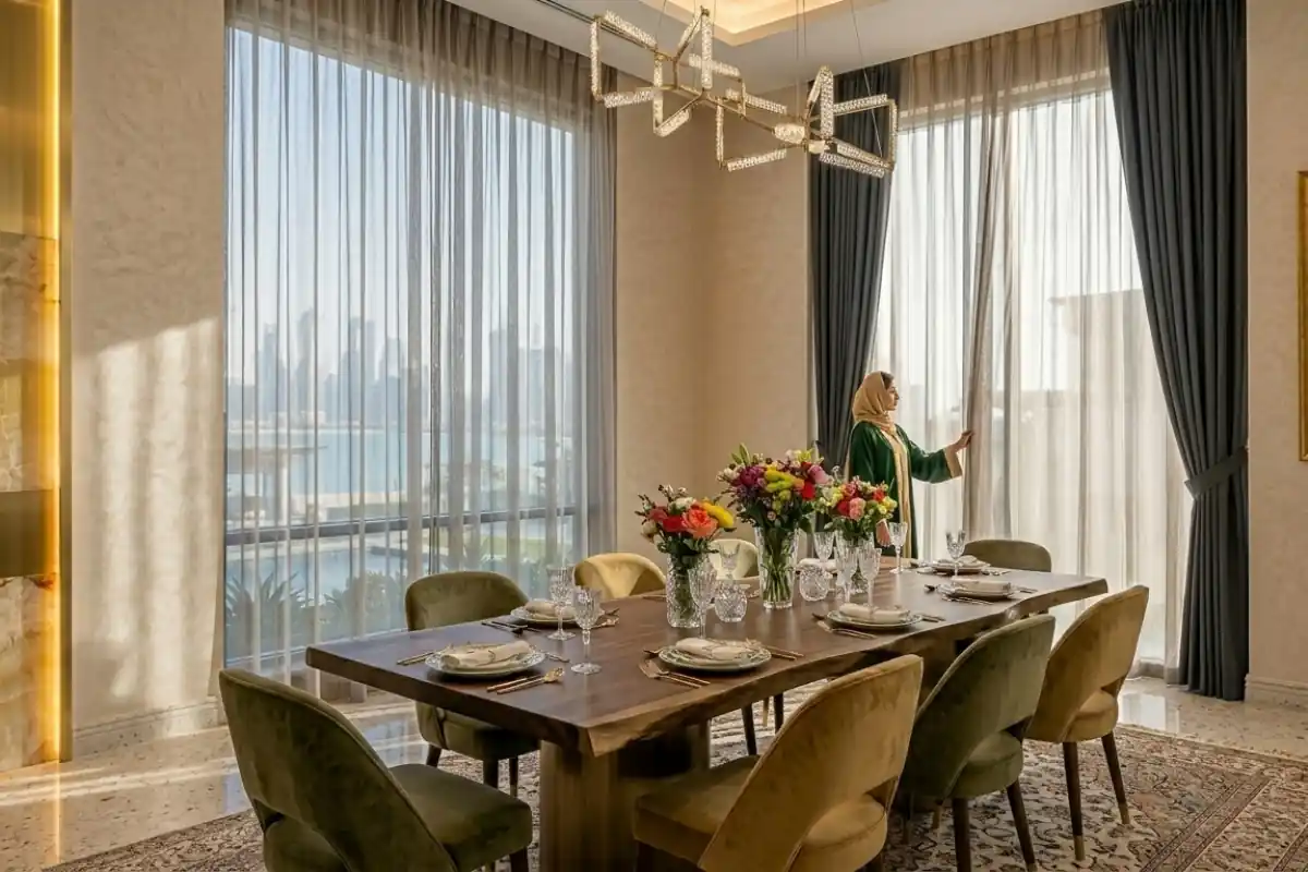 Stylish curtains for dining spaces design