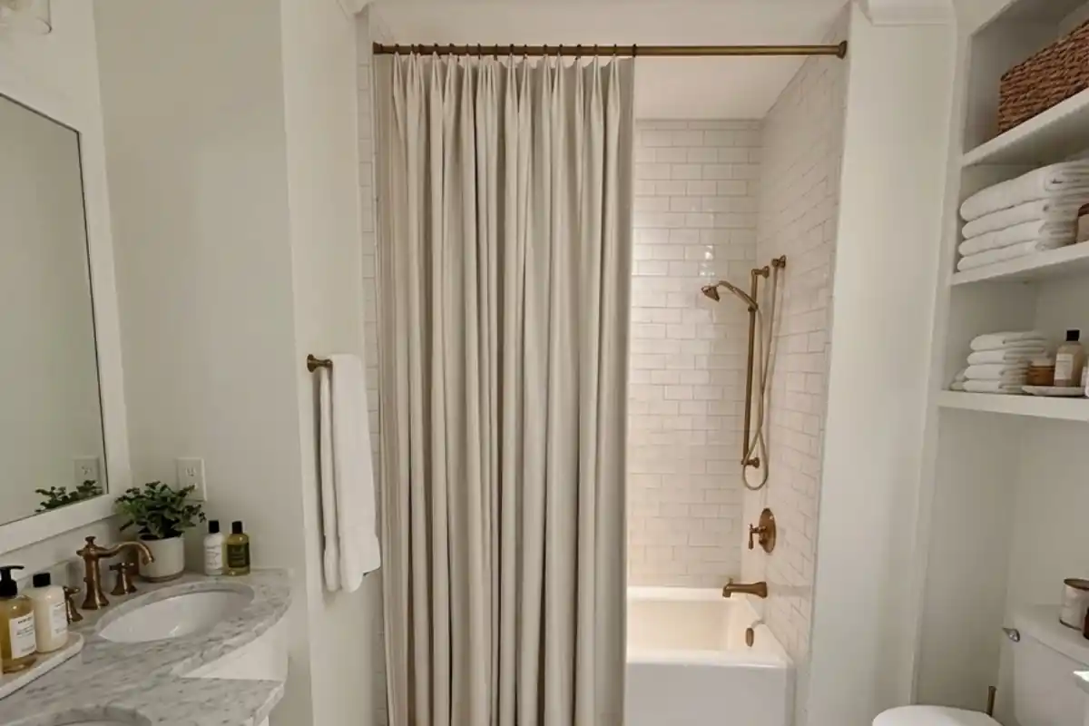 Stylish waterproof shower curtain design bathroom
