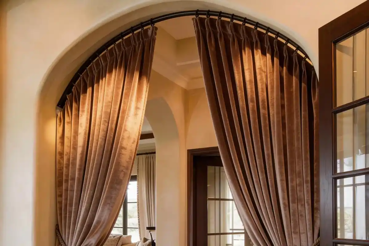 Vintage emerald velvet drape panels elegant