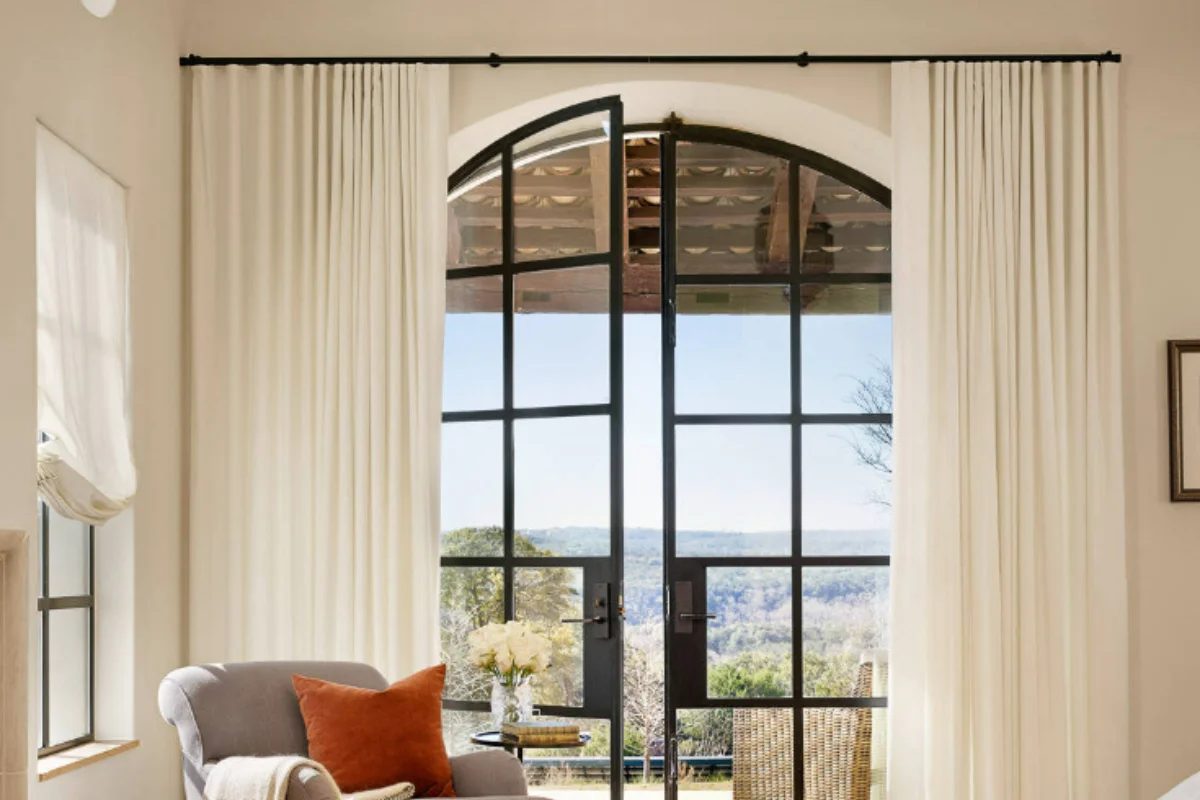 Elegant door curtain hanging in cozy home interior Abu Dhabi