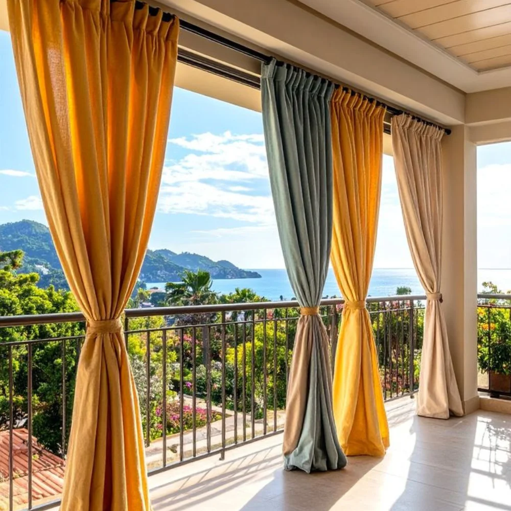 Balcony curtain installation project Dubai