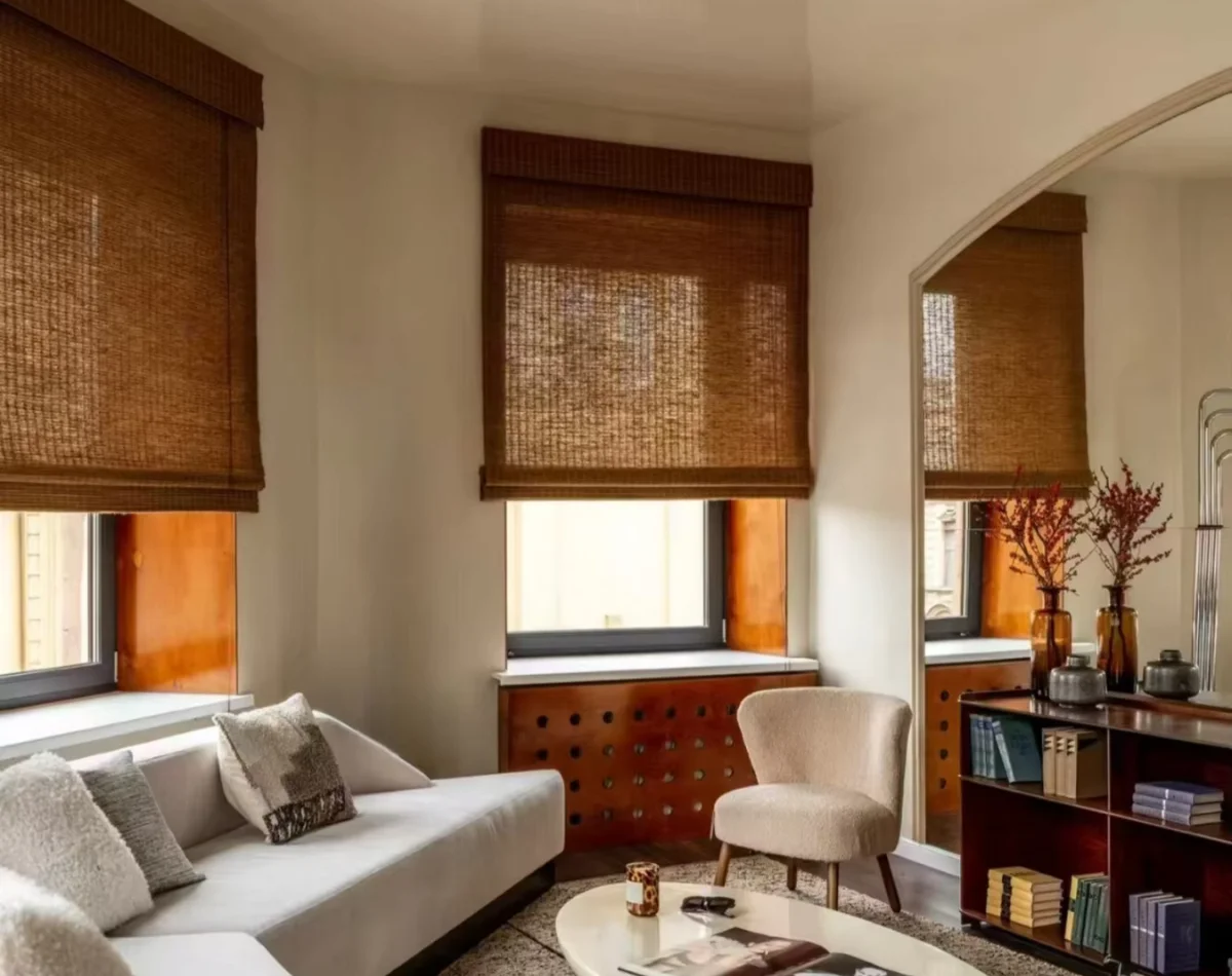 Bamboo blinds home office window Dubai