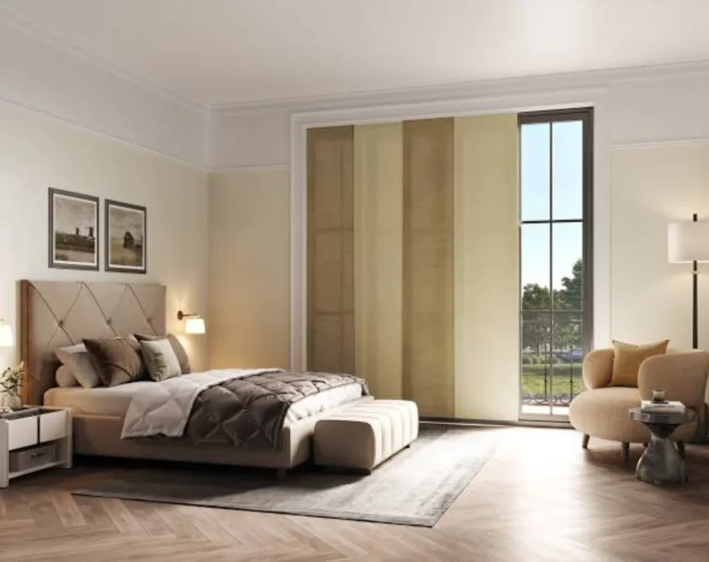 Bedroom panel blinds elegant Dubai design