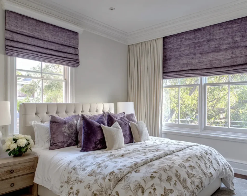 Bedroom roman blinds cozy design Dubai