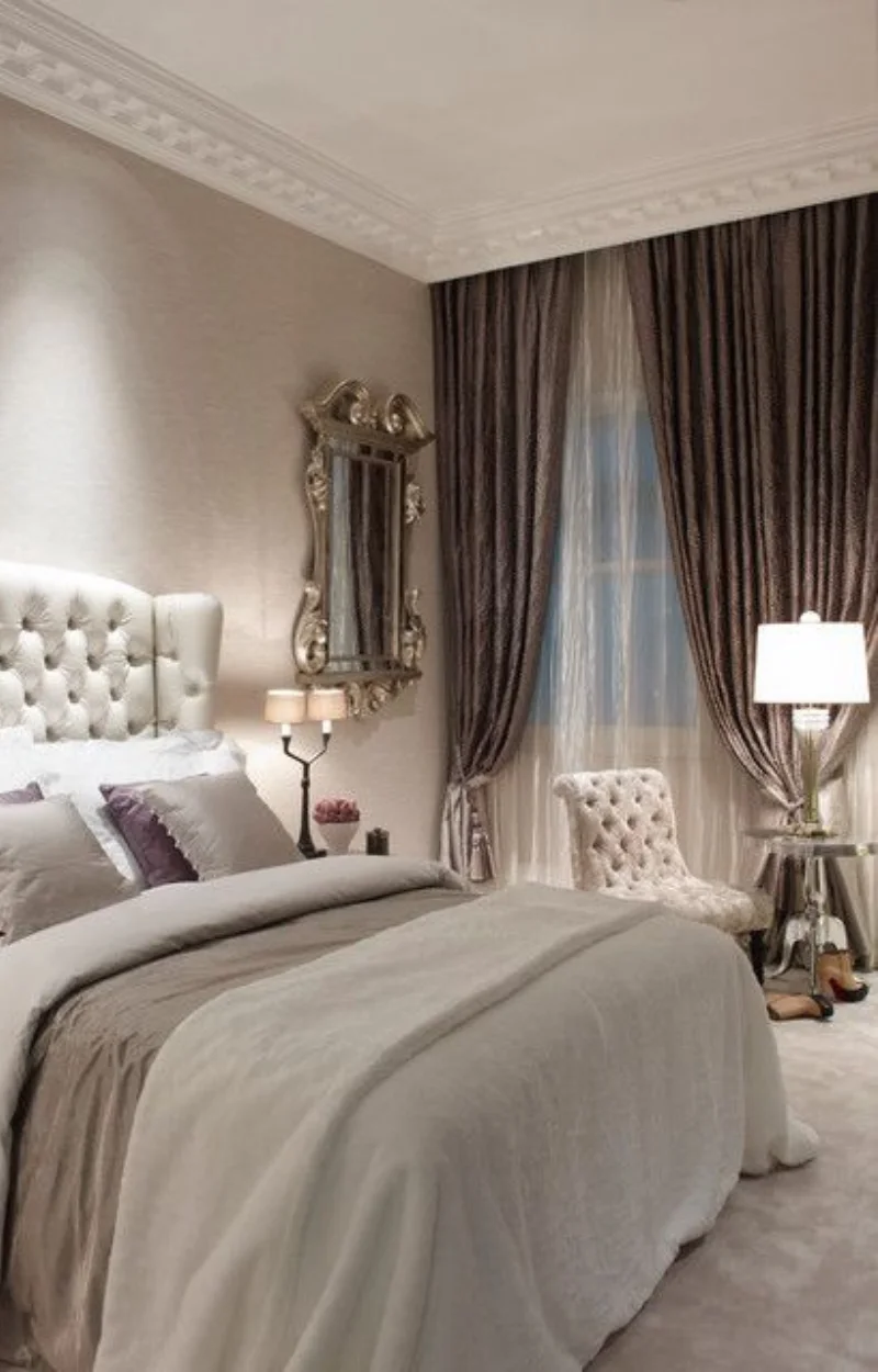Bedroom window curtains elegant design Dubai