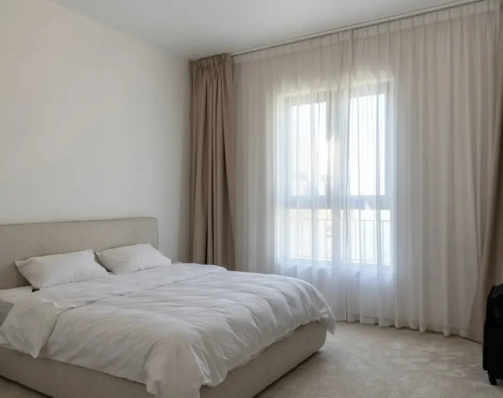 Bedroom pinch pleat curtains elegant Dubai