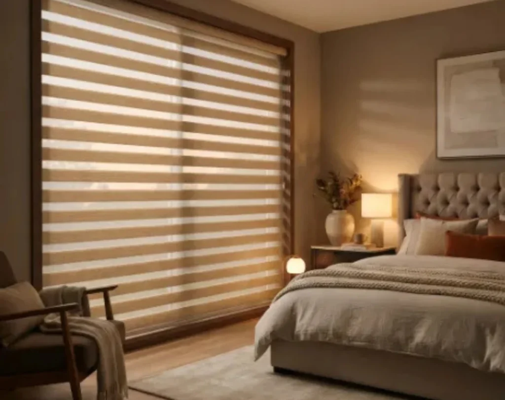 Bedroom zebra blinds elegant design Dubai