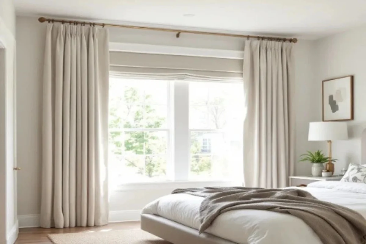 Beige curtains for bedroom window Dubai