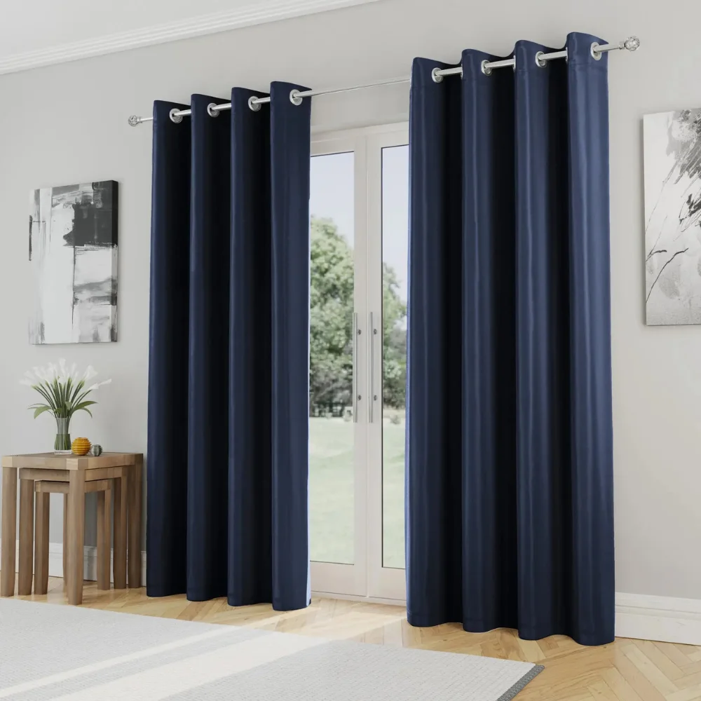 Blue curtains energy efficient window Dubai