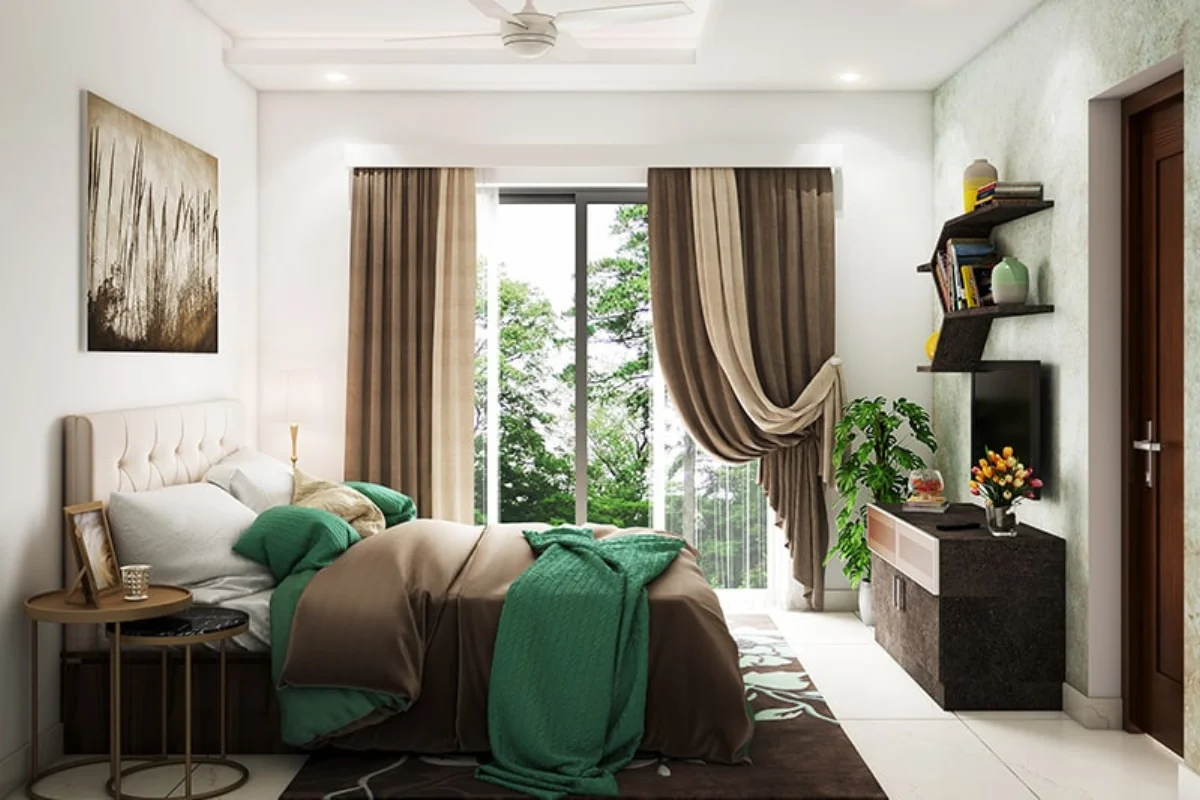 Brown bedroom curtains elegant design Dubai