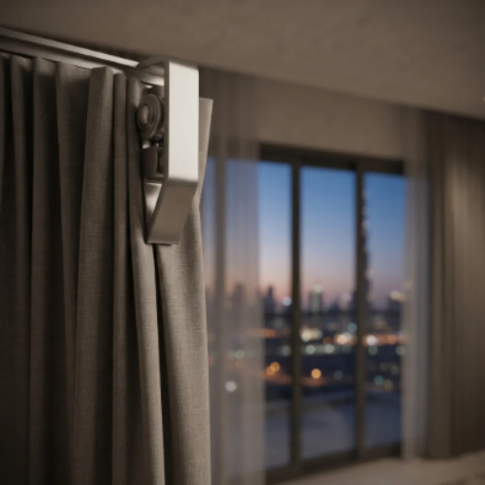 Curtain hooks blackout bedroom Dubai design
