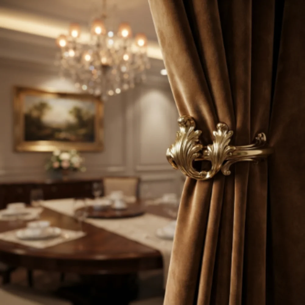 Curtain hooks luxury gold Dubai design