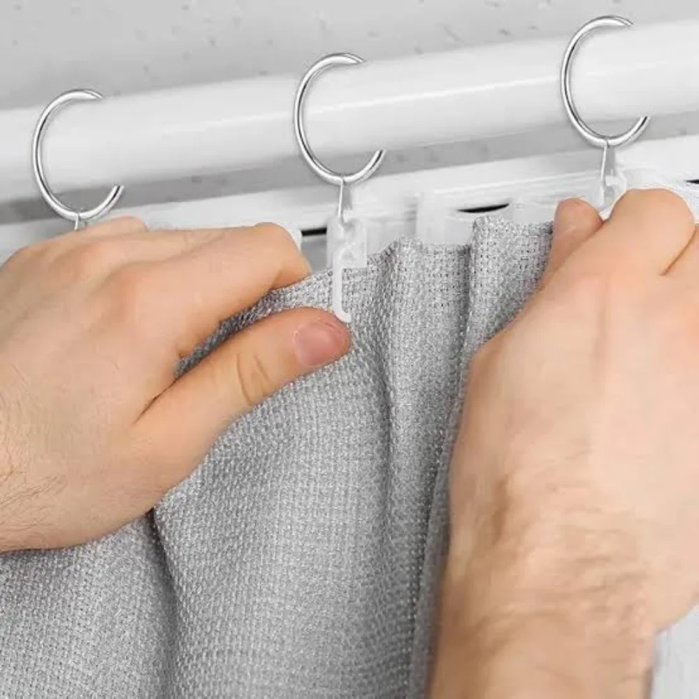 Curtain rings installation grey curtains Dubai