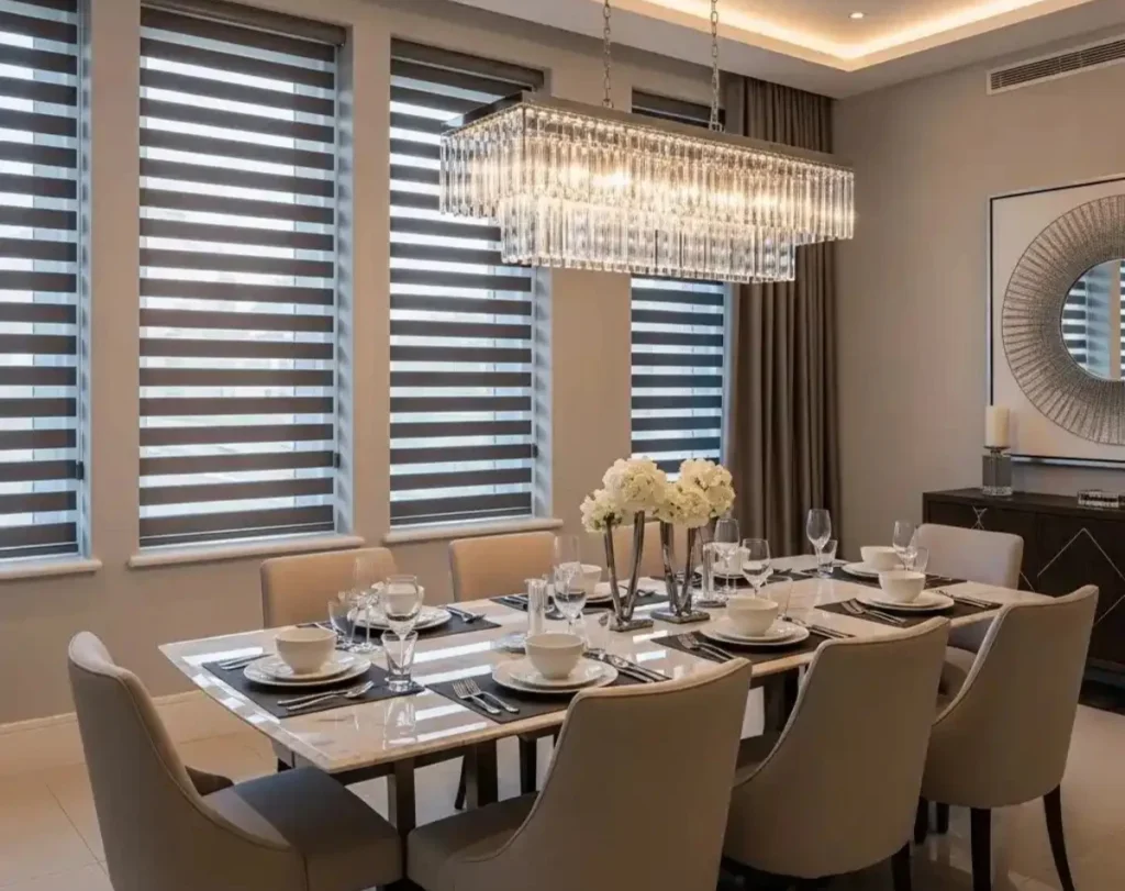 Dining area duplex blinds design Dubai