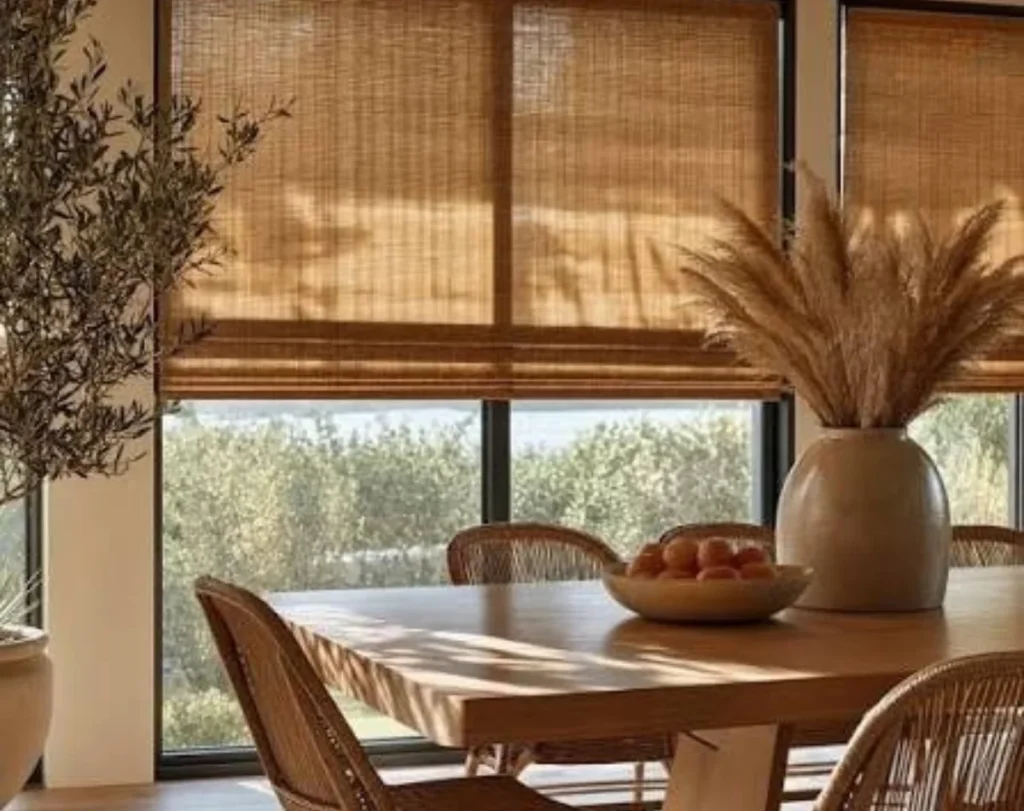 Dining room bamboo blinds natural Dubai