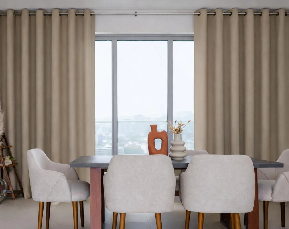 Dining room eyelet curtains elegant Dubai