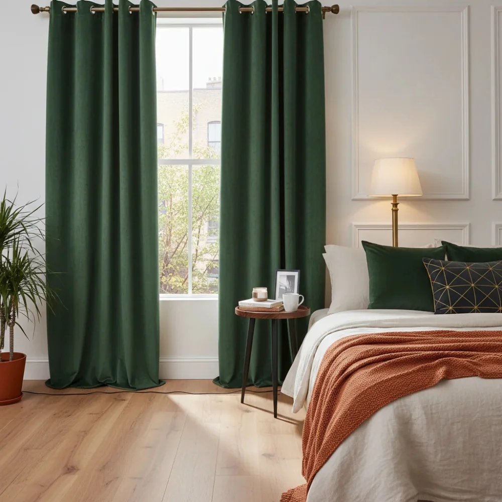 Elegant luxury green curtains Dubai