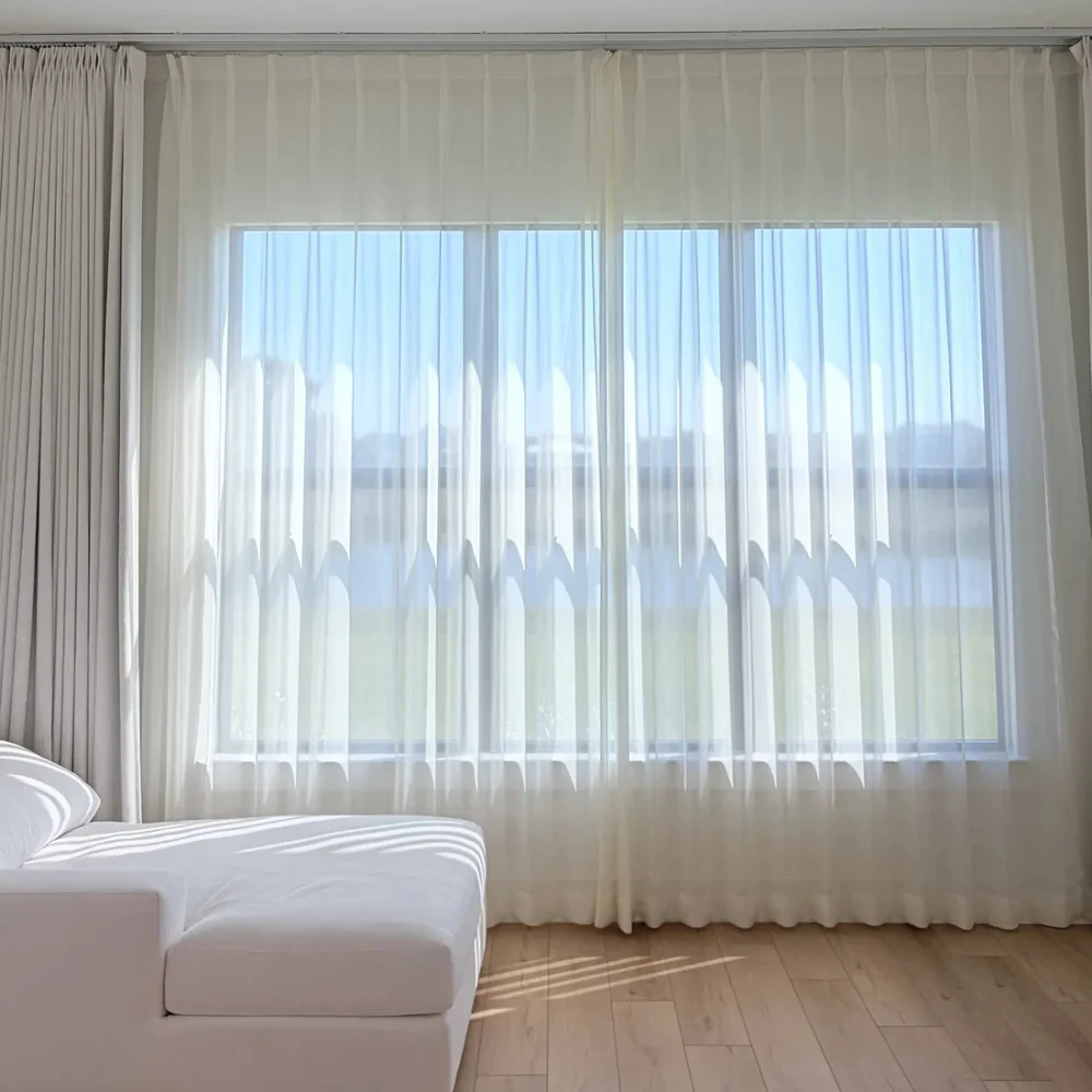 Galaxy white sheer curtain office window