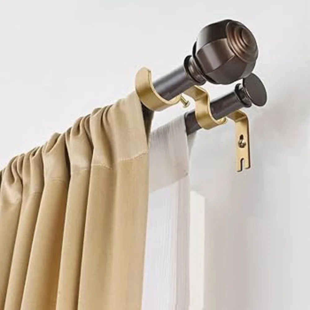 Gold ball curtain rods beige Dubai