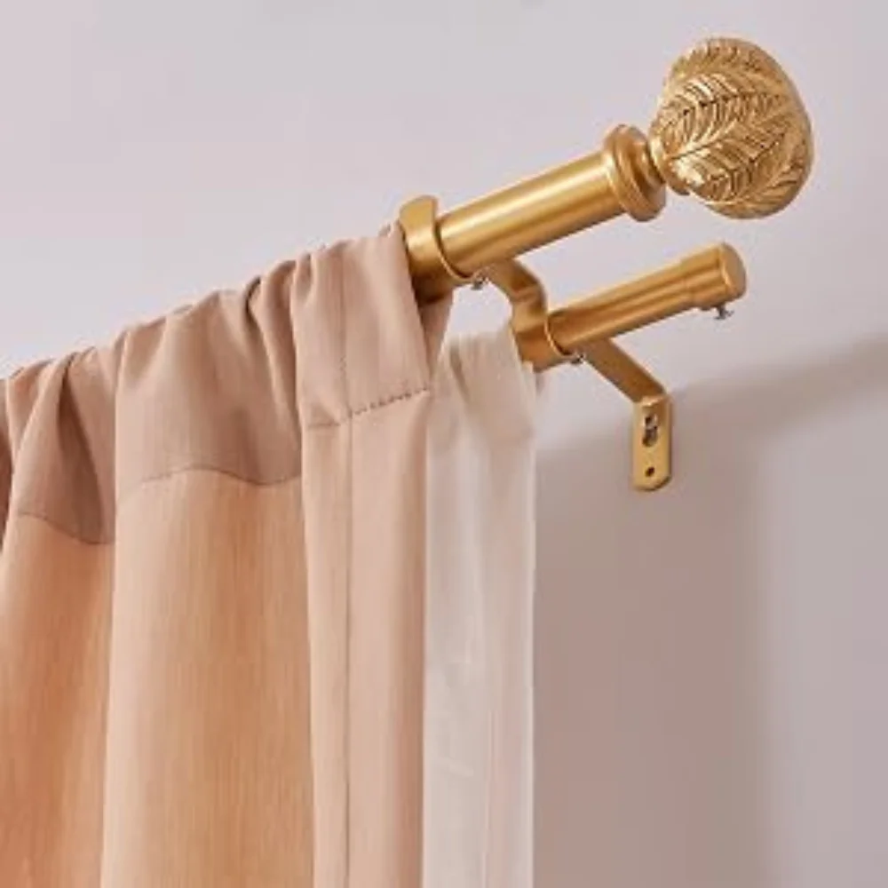 Gold curtain rods pink curtains Dubai