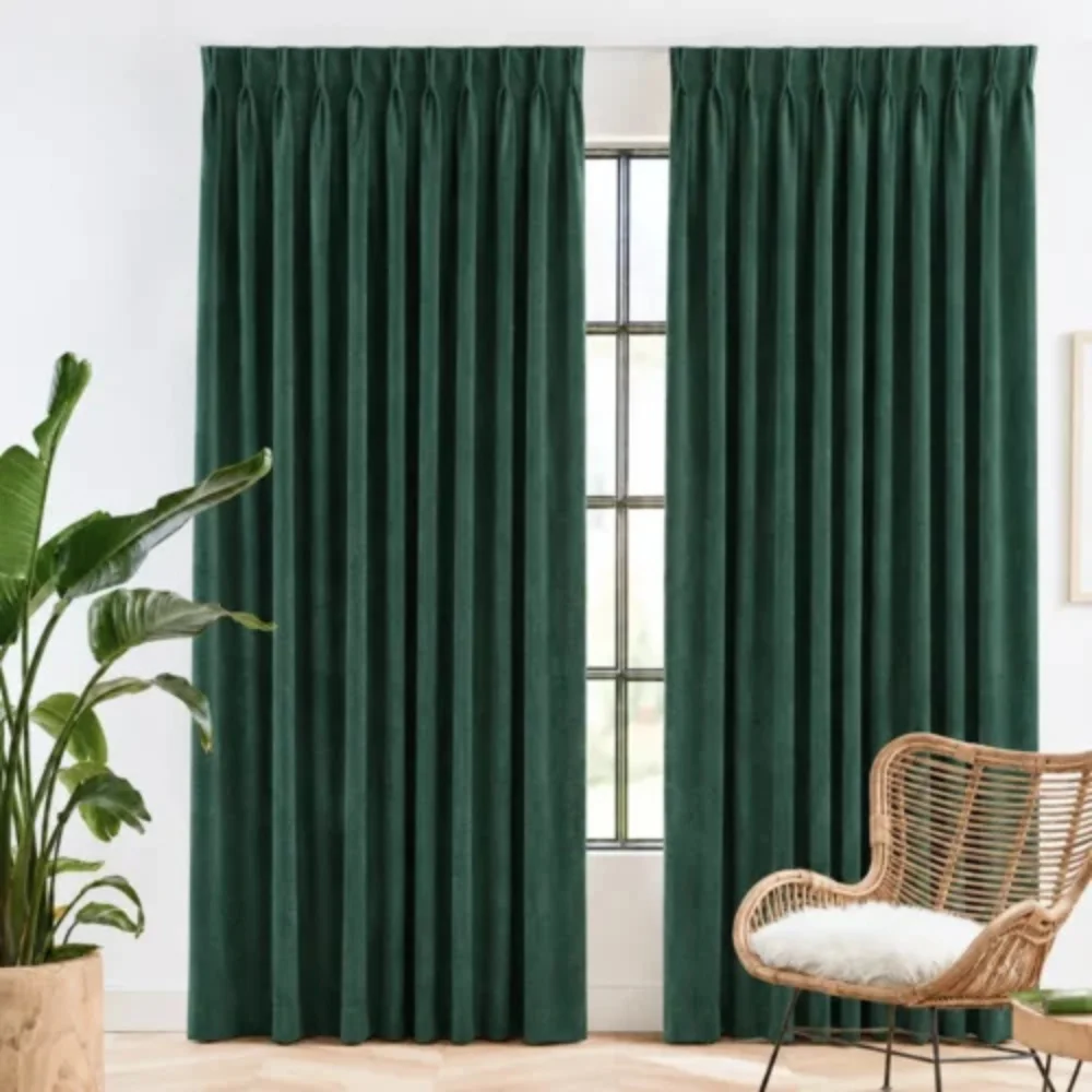 Green curtains luxury window Dubai