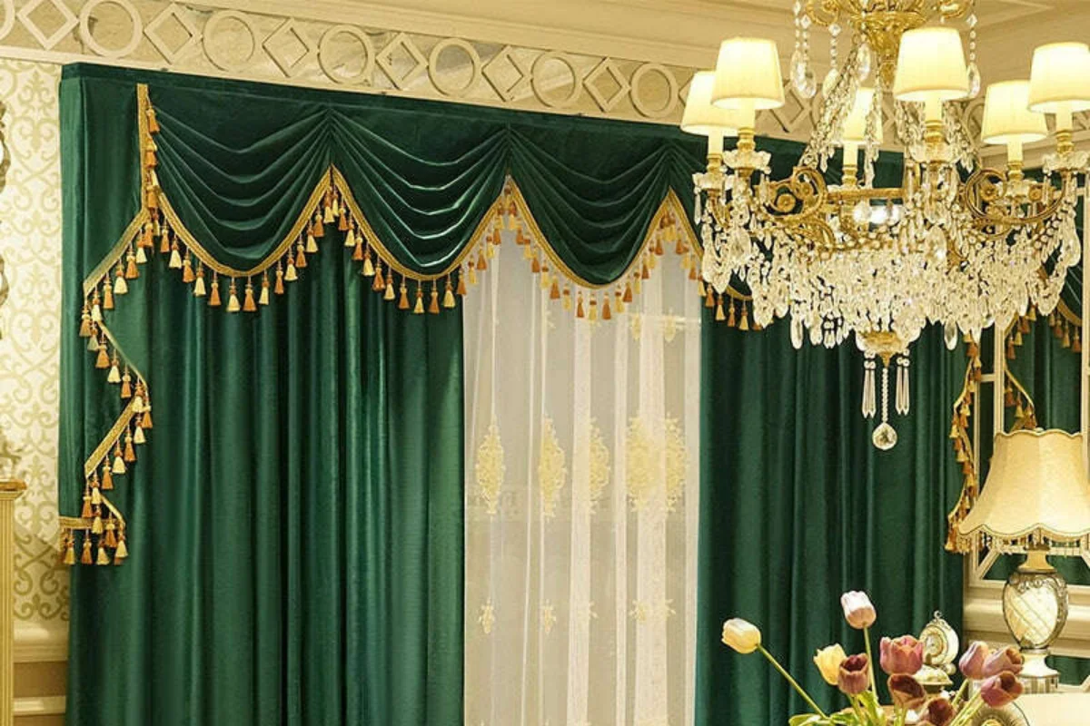 Green window curtains Dubai UAE design