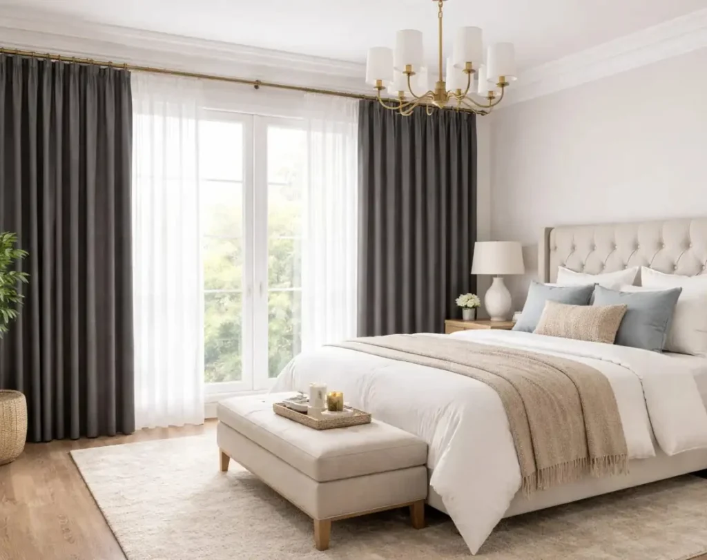 Guest bedroom curtains elegant design Dubai