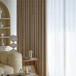 Charcoal gray herringbone blackout office curtain