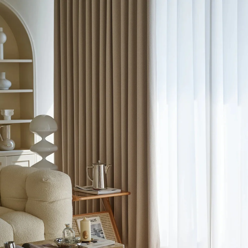 Charcoal gray herringbone blackout office curtain