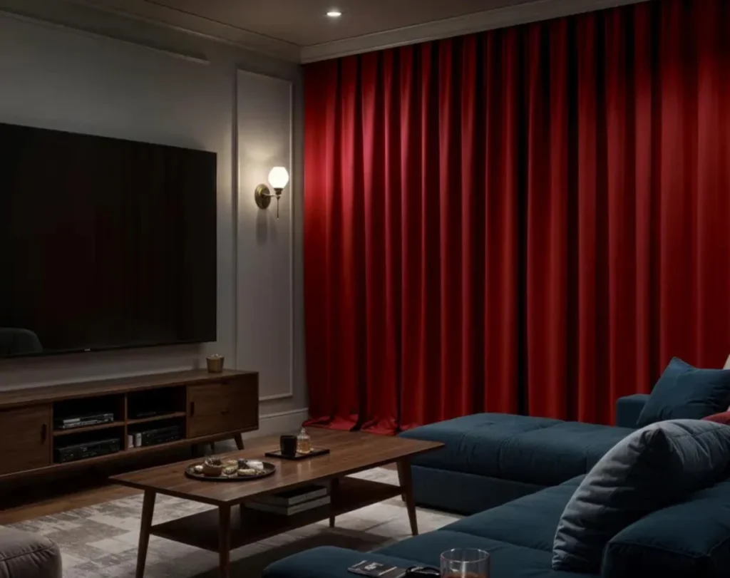 Home theater curtains dark room design