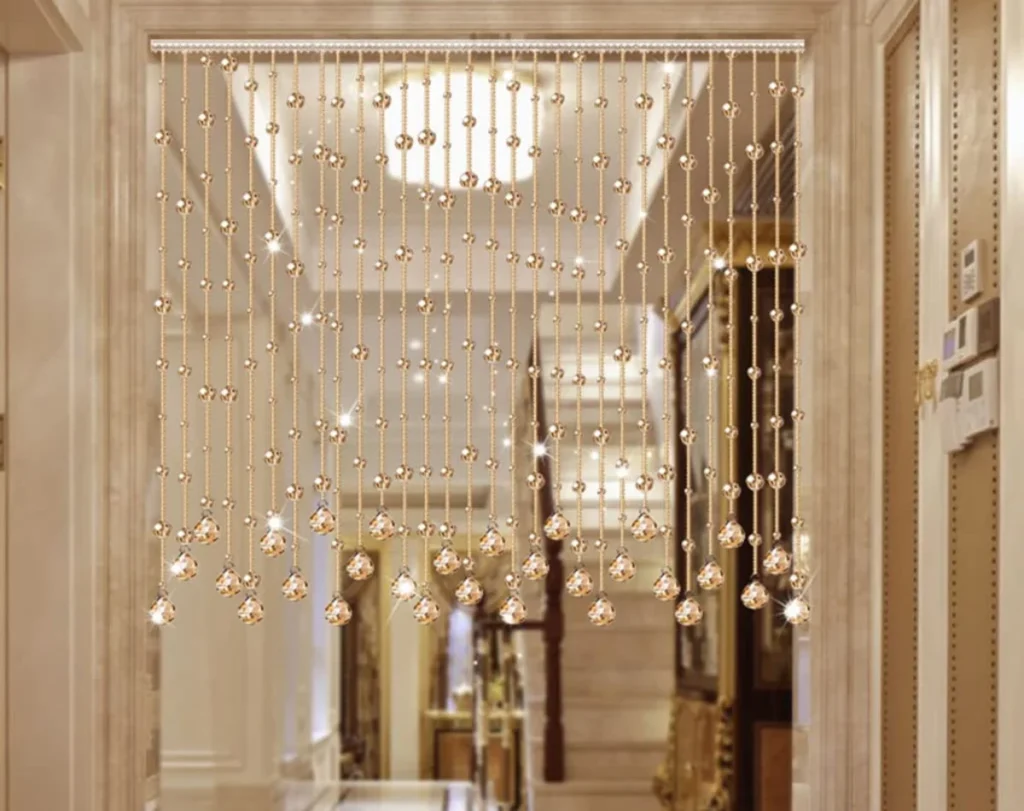 Hotel lobby beaded curtains luxury Dubai