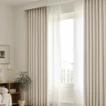 White linen blend blackout curtain
