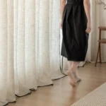 Linen sheer curtain floor length drape