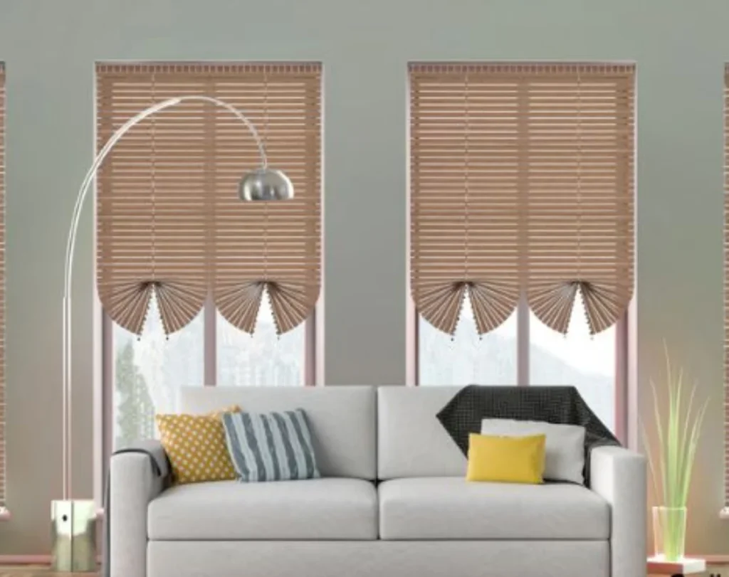 Living room bamboo blinds natural Dubai