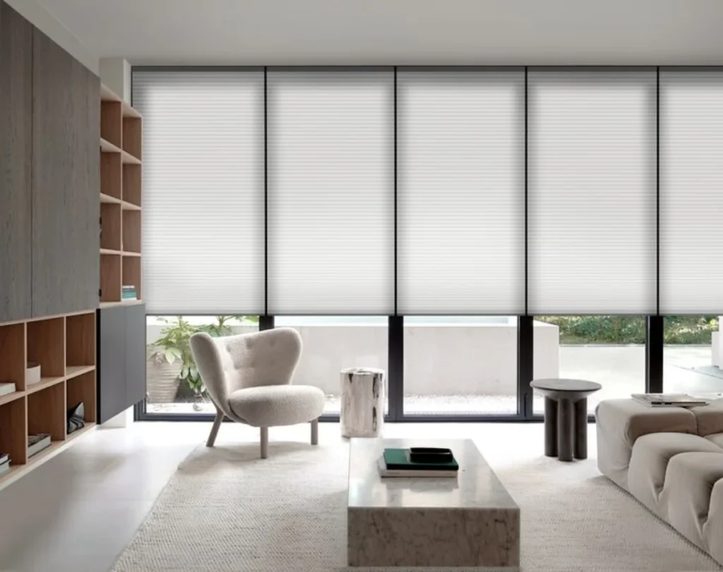 Honeycomb living room blinds elegant Dubai