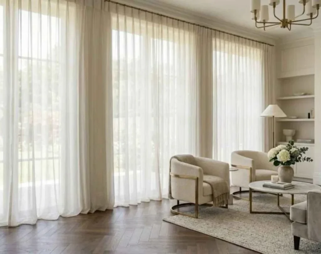 Lounge area pinch pleat curtains Dubai