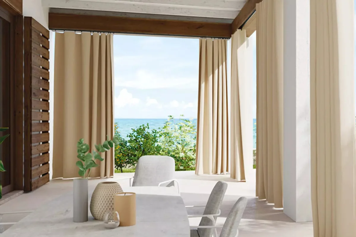 Luxury balcony curtains outdoor space Dubai