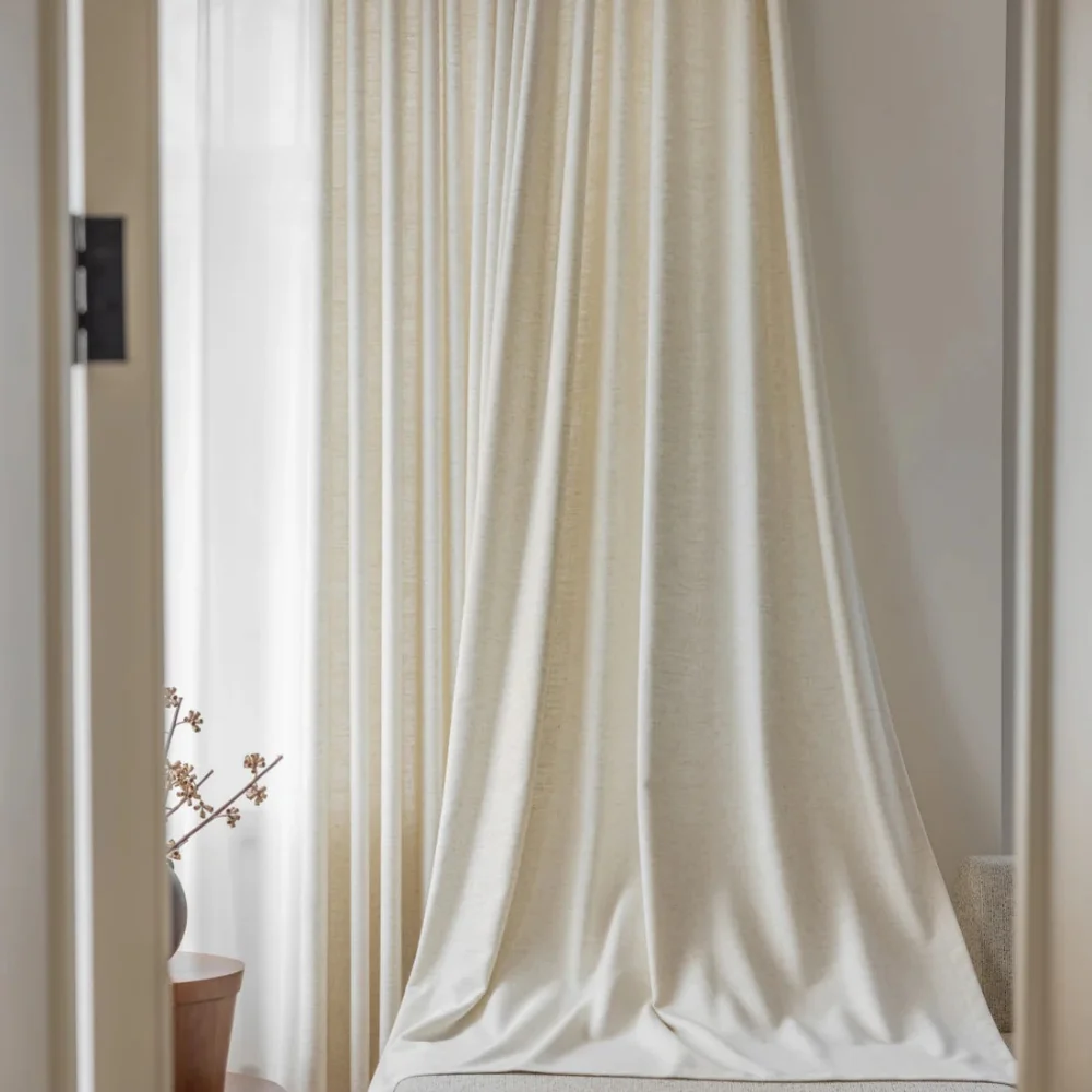 Ivory white French linen office curtain