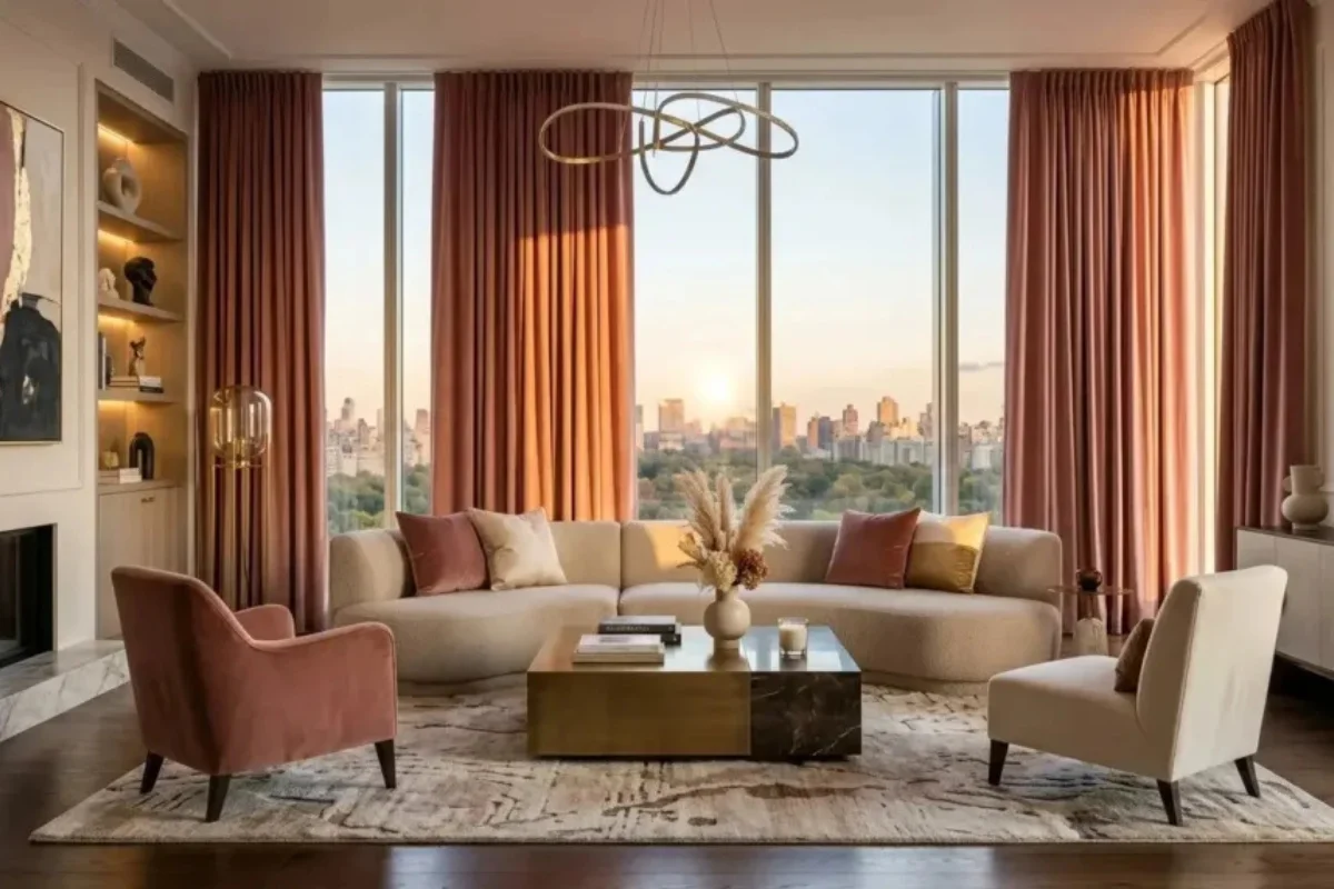 Luxury living room curtains elegant Dubai