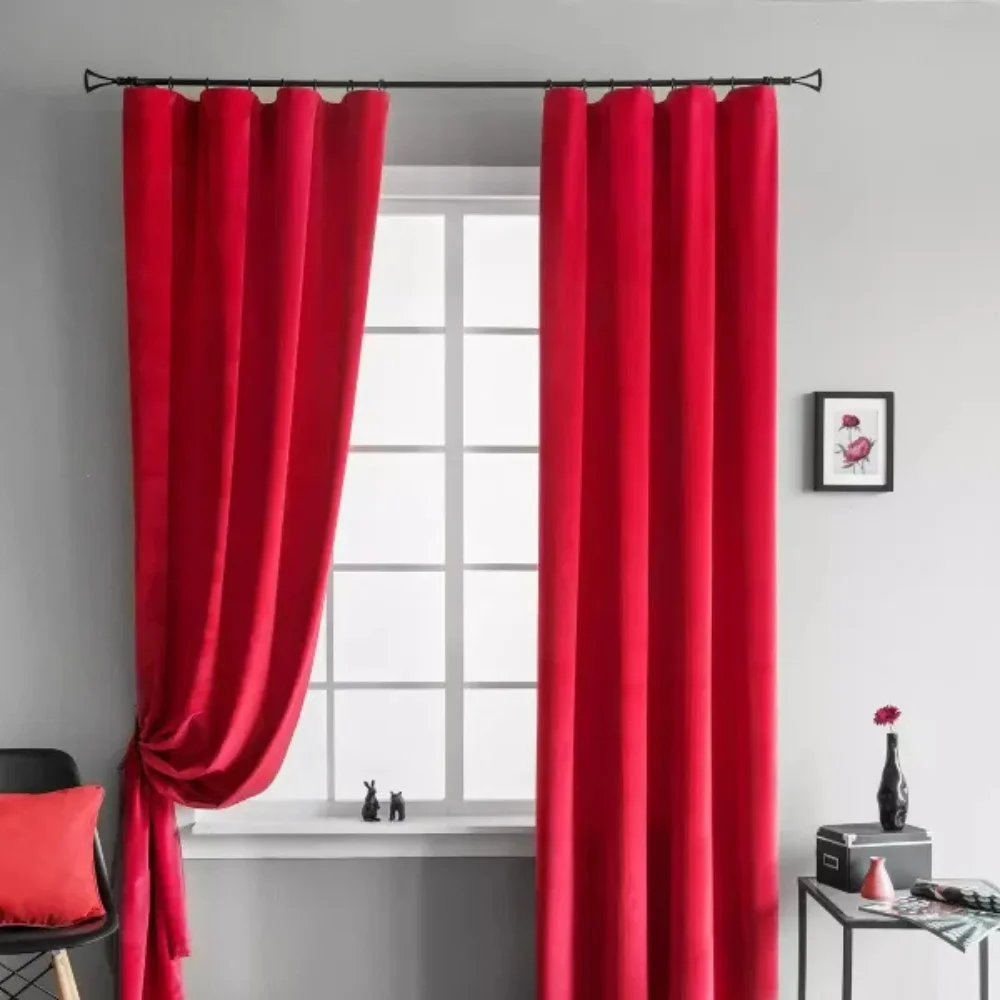 Luxury red curtains Dubai elegant design