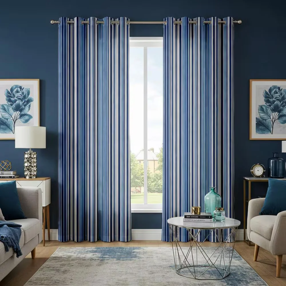 Stylish striped curtains Dubai elegant design
